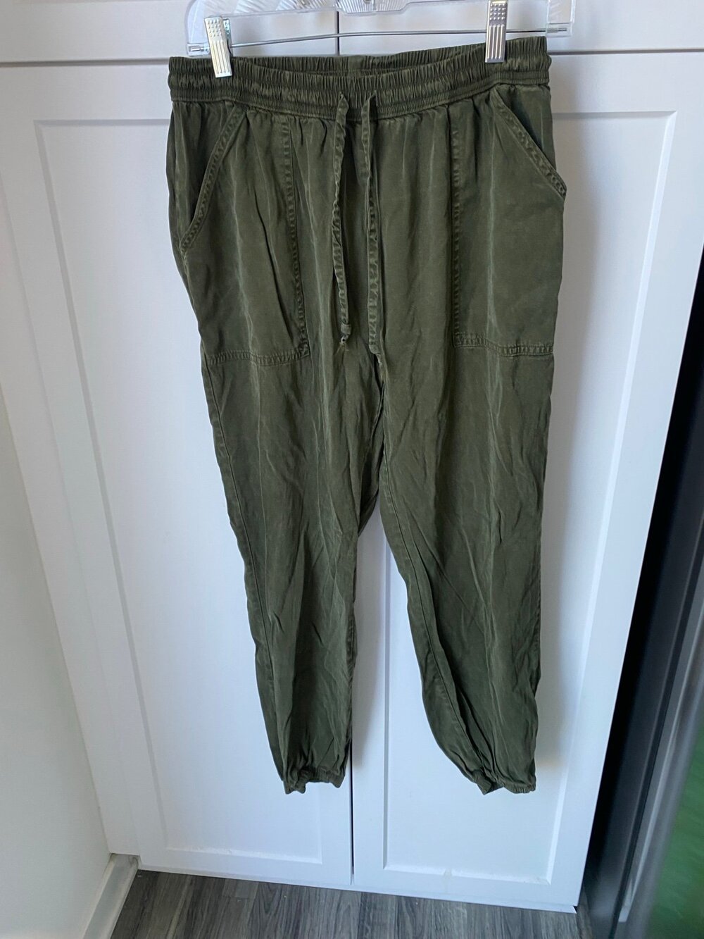 PINK womens green drawstring joggers cargo pants medium